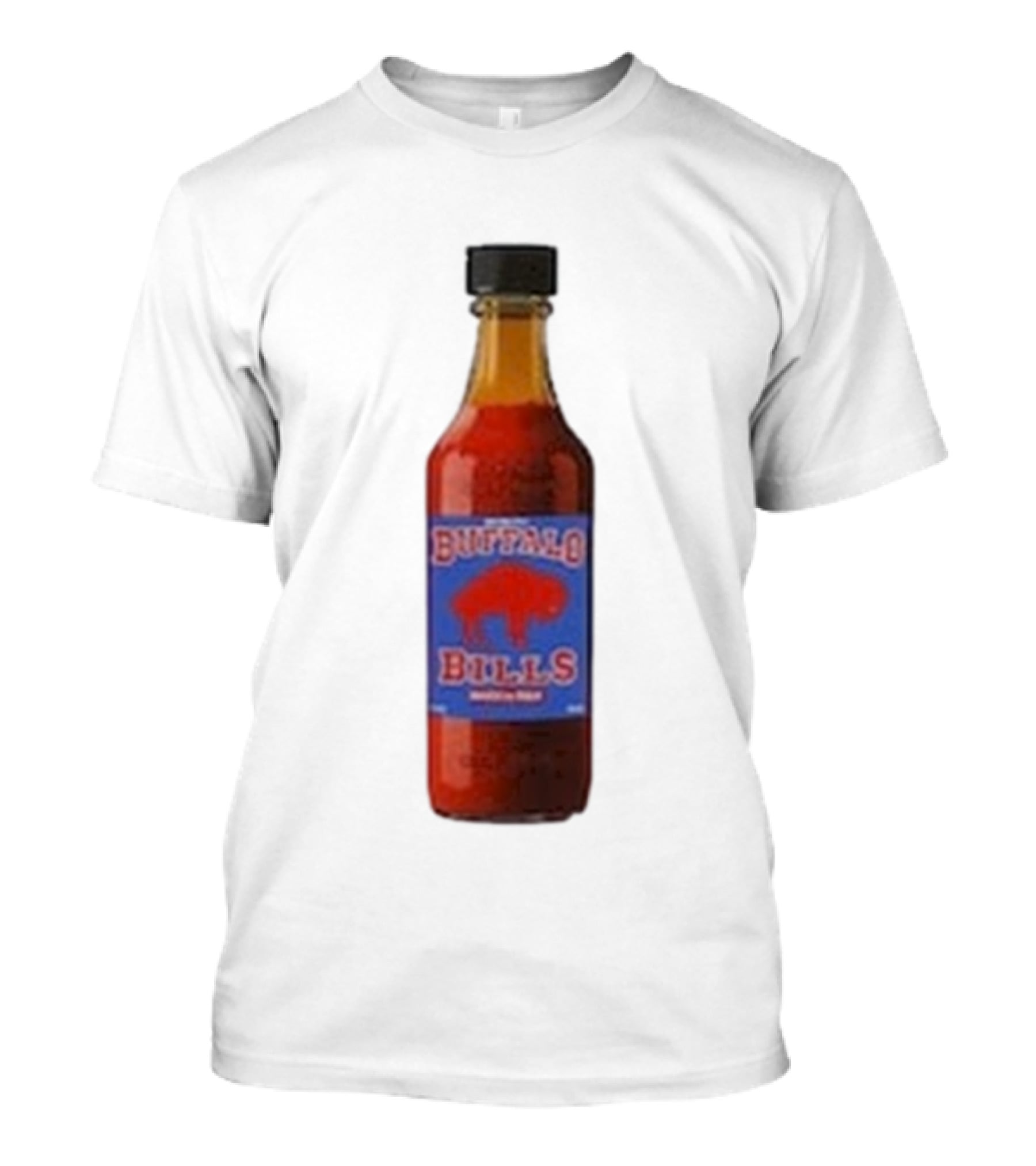 Buffalo Bills Wing Sauce Hot Bottle Blue Red Buffalo Icon T-Shirt