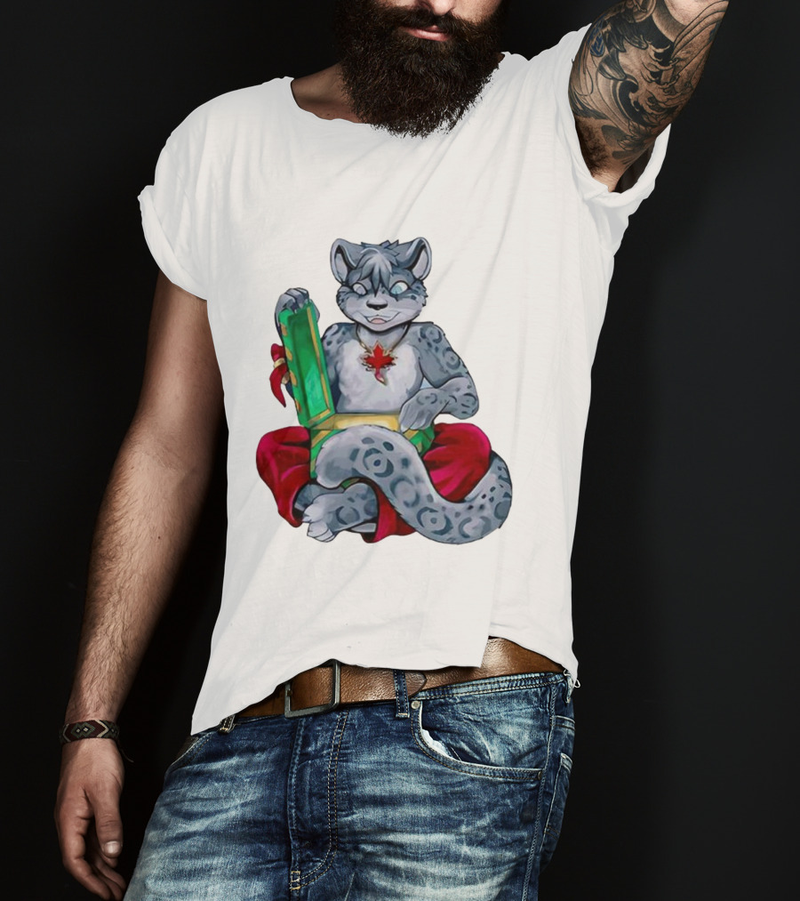 Canadian Christmas Furry Snow Leopard Holiday Fun T-Shirt