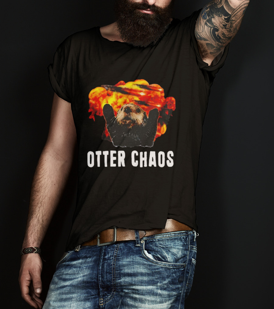 OTTER CHAOS Explosion With Fiery Burst T-Shirt
