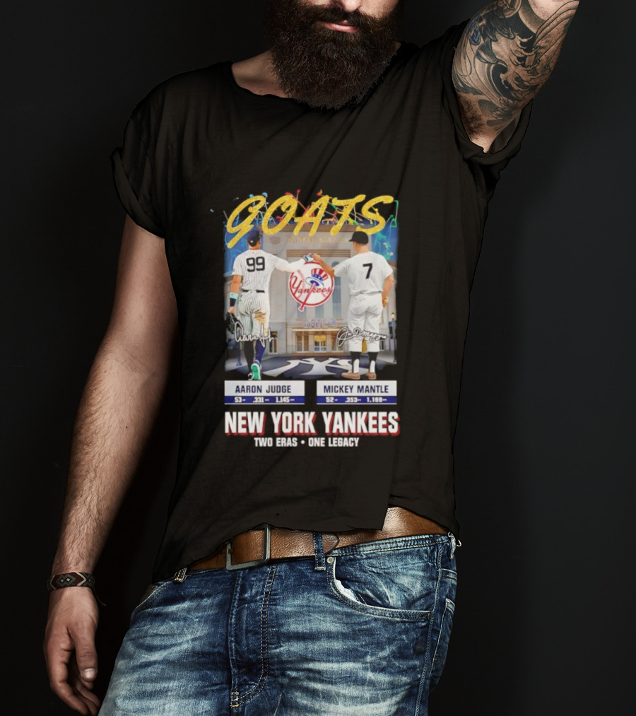 GOATS Aaron Judge X Mickey Mantle New York Yankees Two Eras One Legacy T-Shirt