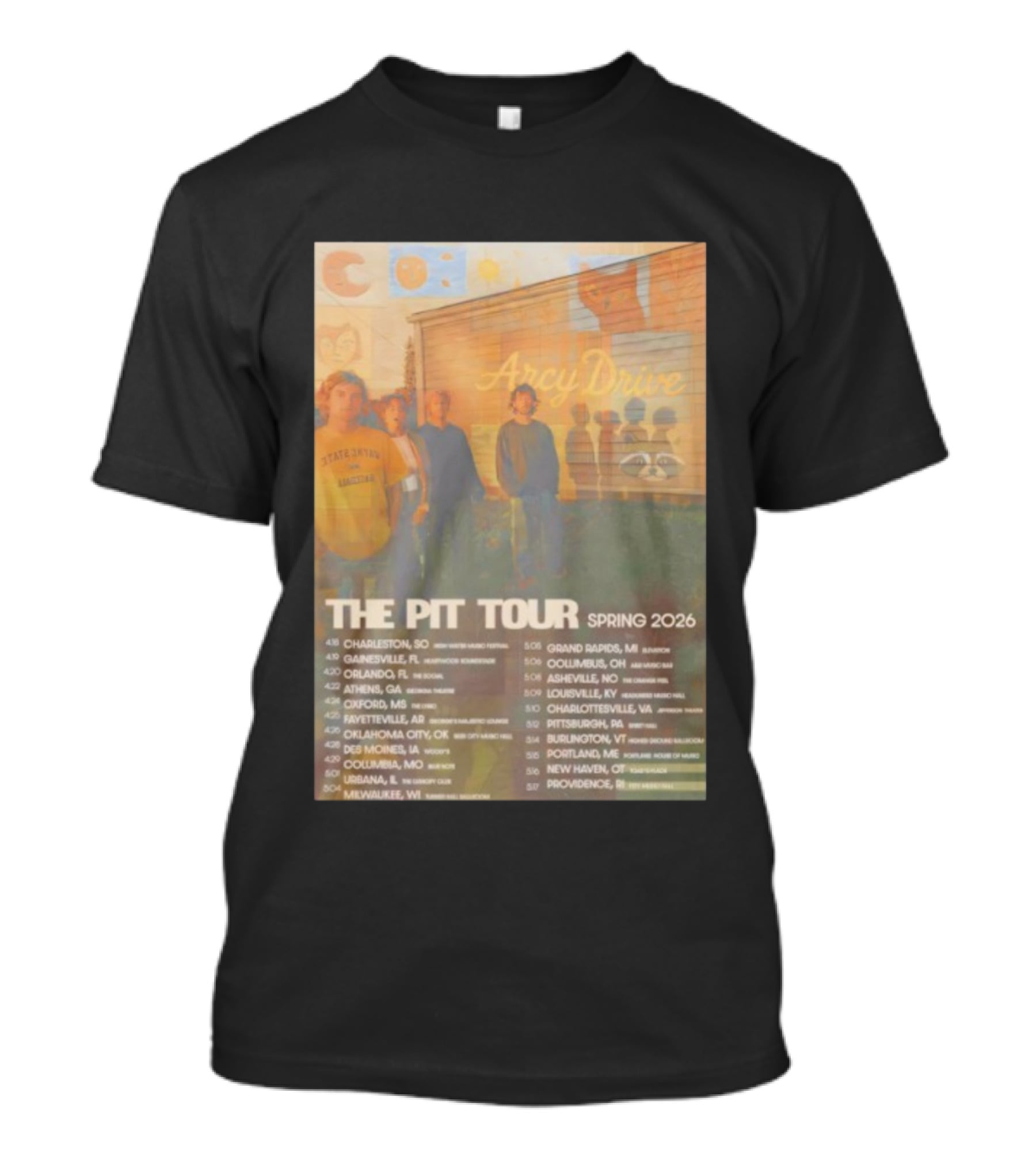 Arcy Drive The Pit Tour Spring 2026 Dates And Cities Music Event T-Shirt
