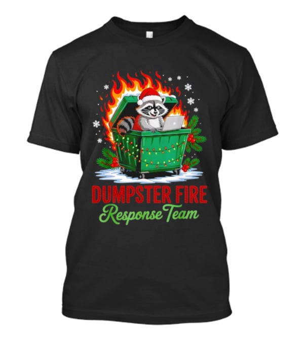 Dumpster Fire Response Team Raccoon Christmas Leader T-Shirt