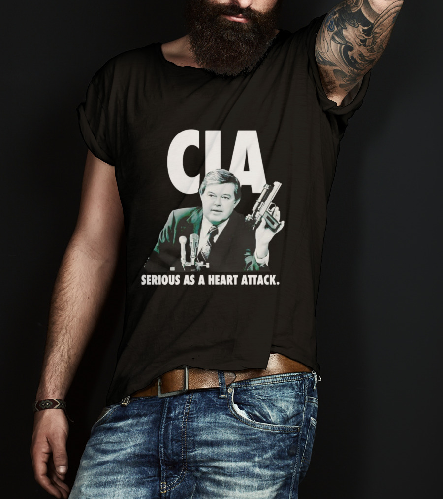CIA Serious As A Heart Attack Gun Microphone T-Shirt