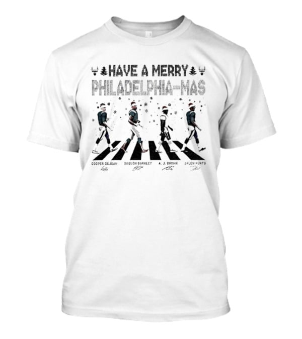 Have A Merry Philadelphia Eagles Mas Christmas Abbey Road Baseball Players Snowflakes T-Shirt
