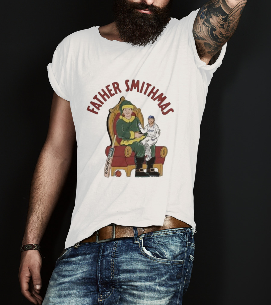 Father Smithmas Santa Suit Christmas Cricket Steve Smith T-Shirt