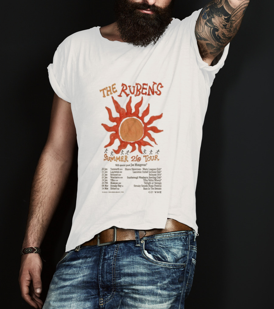 The Rubens Summer Tour 2026 Sunburst Dates And Locations T-Shirt