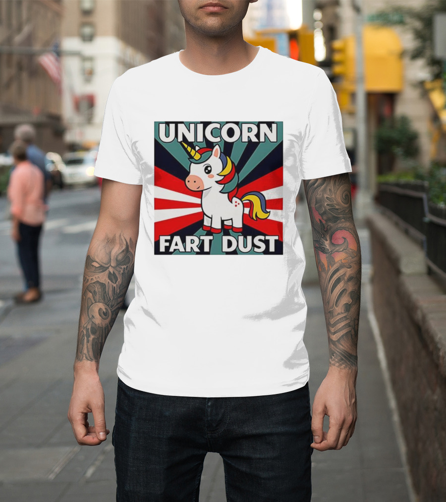 Unicorn Fart Dust Cartoon Colorful Cute Design T-Shirt