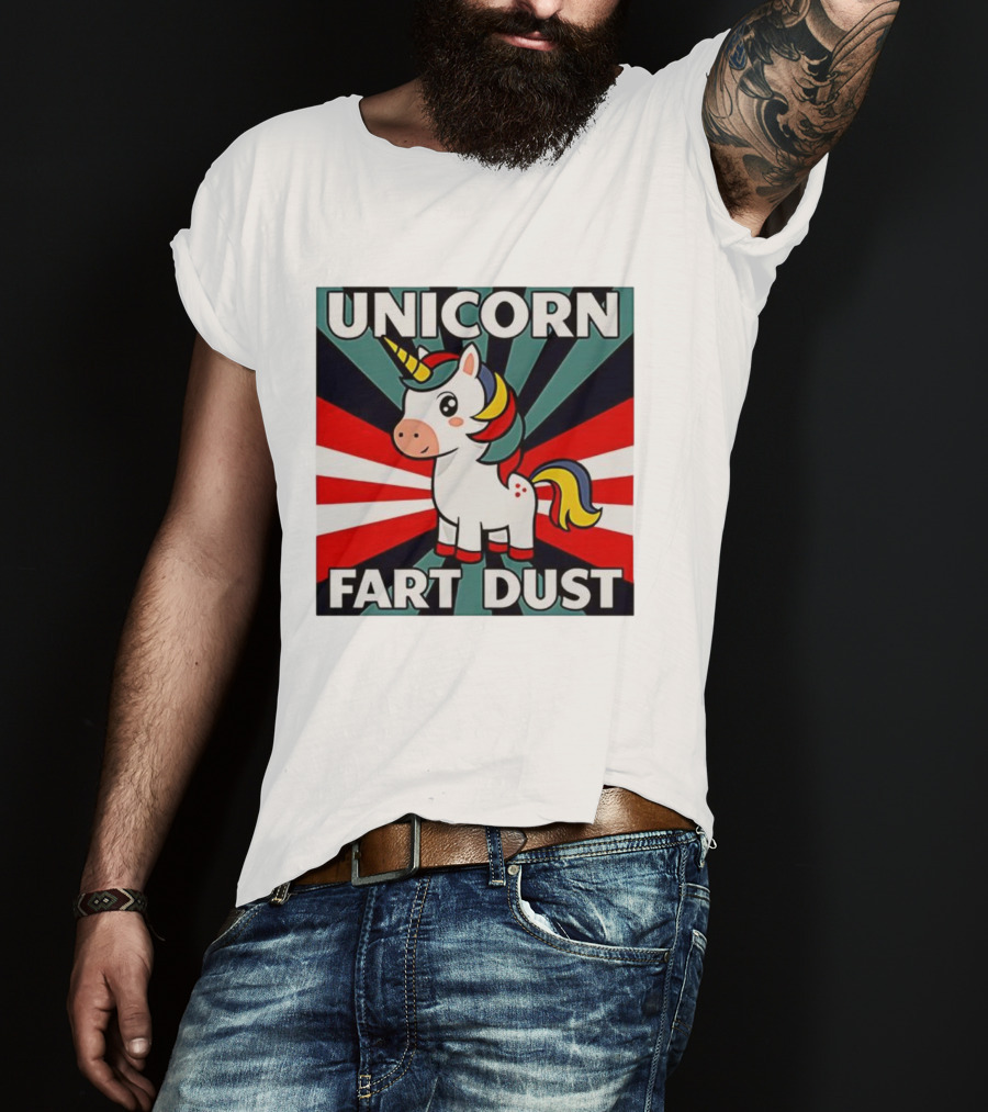 Unicorn Fart Dust Cartoon Colorful Cute Design T-Shirt