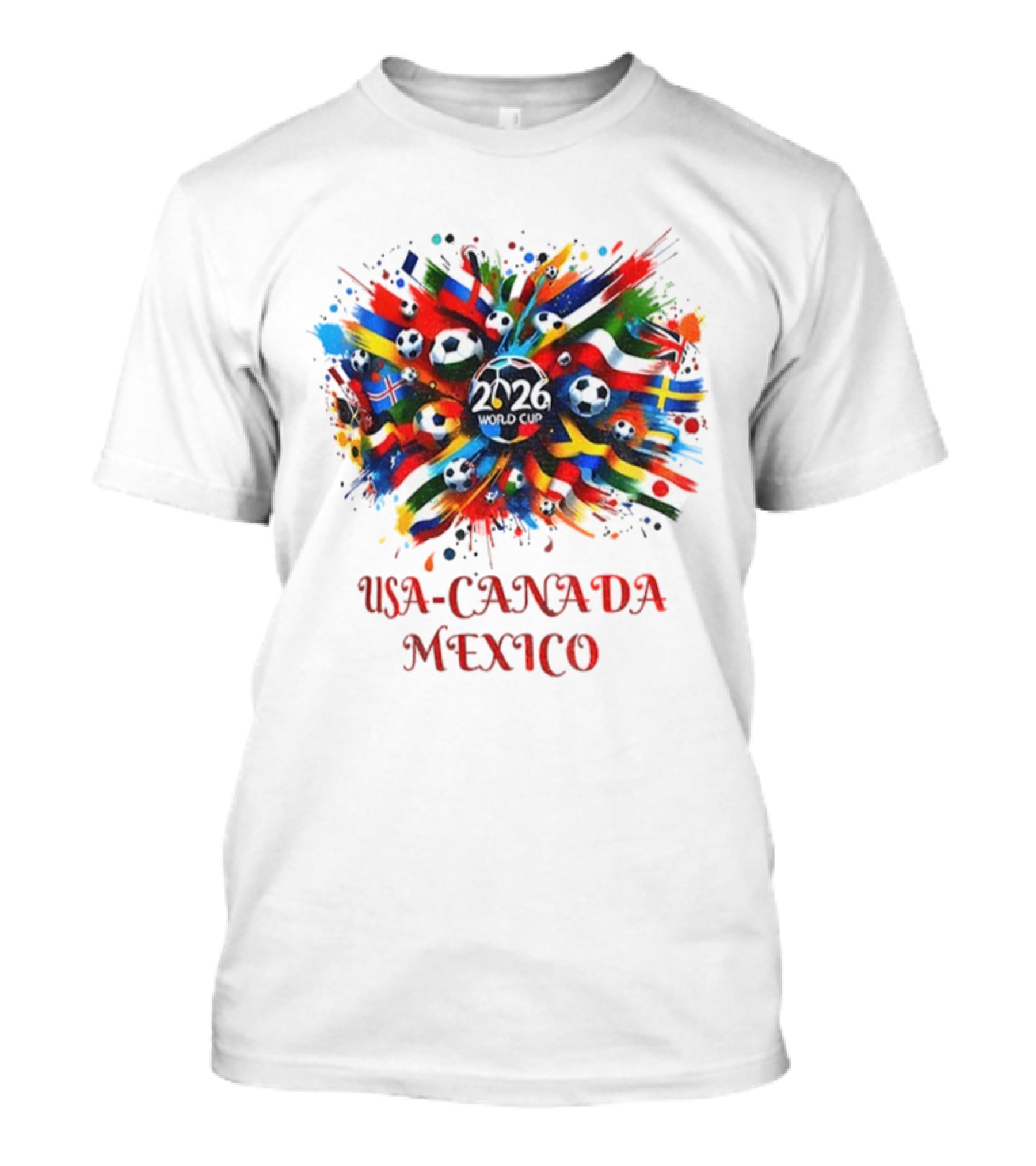 World Cup 2026 USA Canada Mexico Soccer Flags Celebration T-Shirt