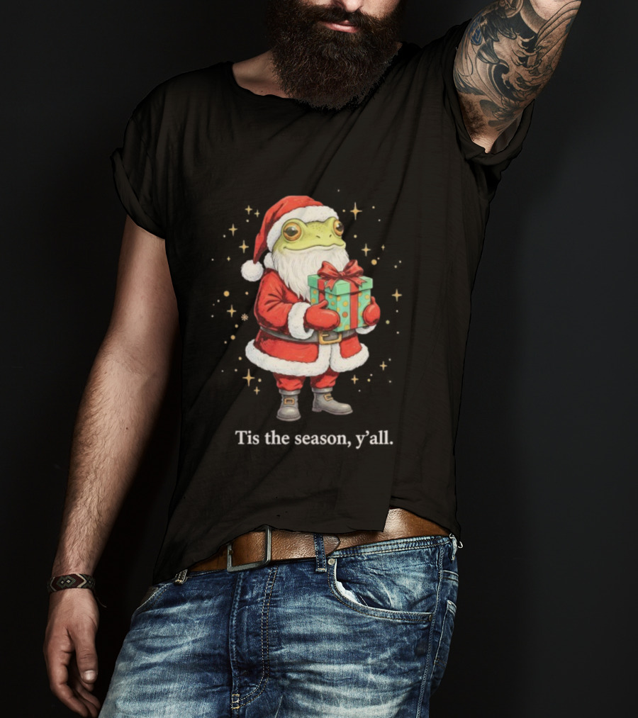 Tis The Season Y'all Frog Santa Christmas T-Shirt