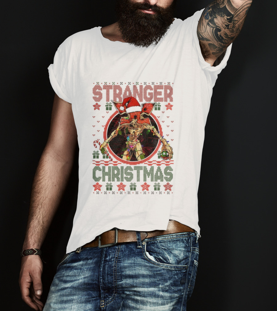 Stranger Christmas Demogorgon Santa Hat T-Shirt