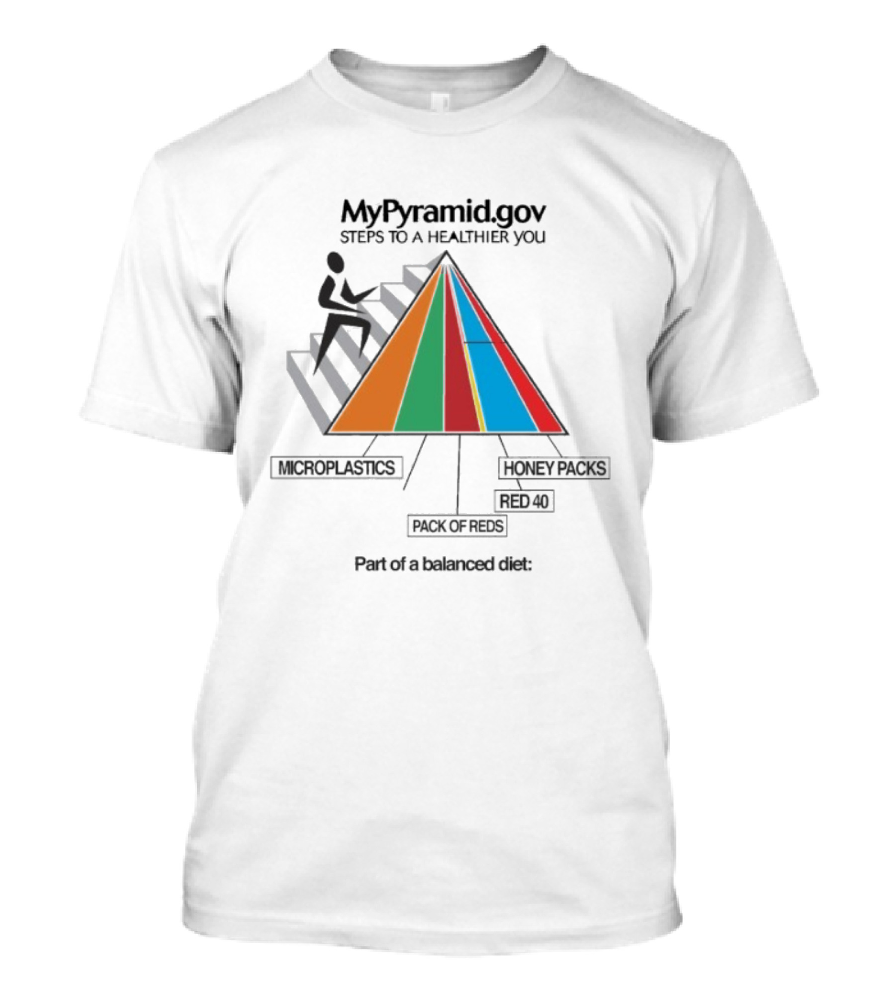 MyPyramid.Gov Steps To A Healthier You Microplastics Juice Packs Two Of These Part Of A Balanced Diet T-Shirt