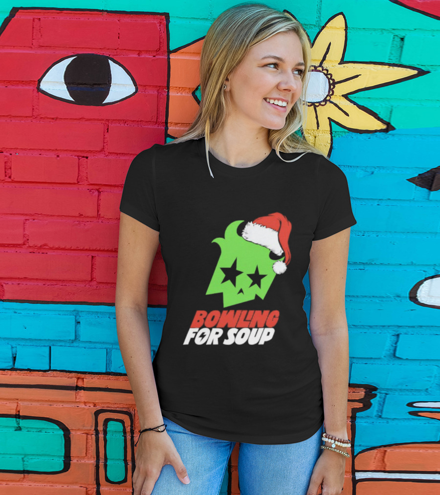 Bowling For Soup Xmas Christmas Santa Hat Stars T-Shirt