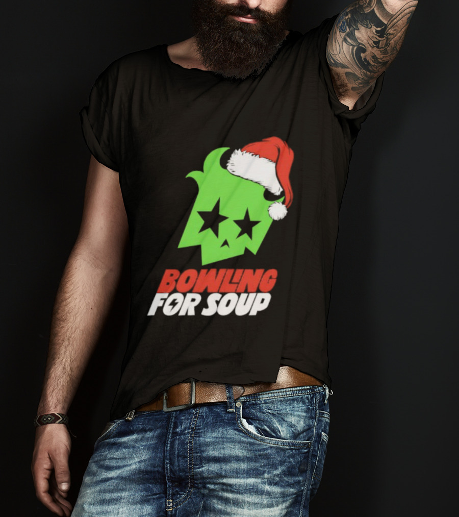Bowling For Soup Xmas Christmas Santa Hat Stars T-Shirt