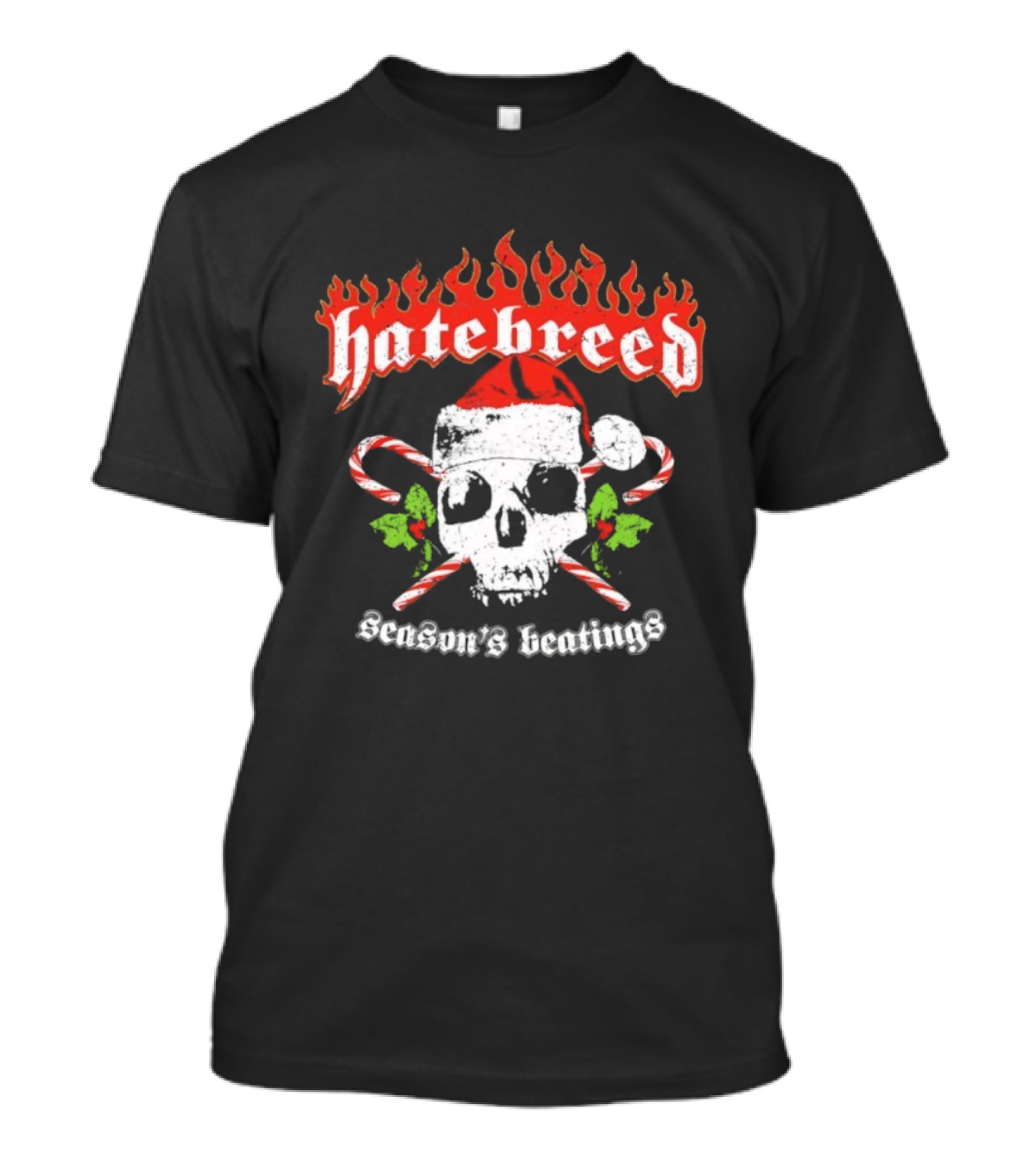 Hatebreed Flaming Logo Christmas Santa Skull Seasons Beatings T-Shirt