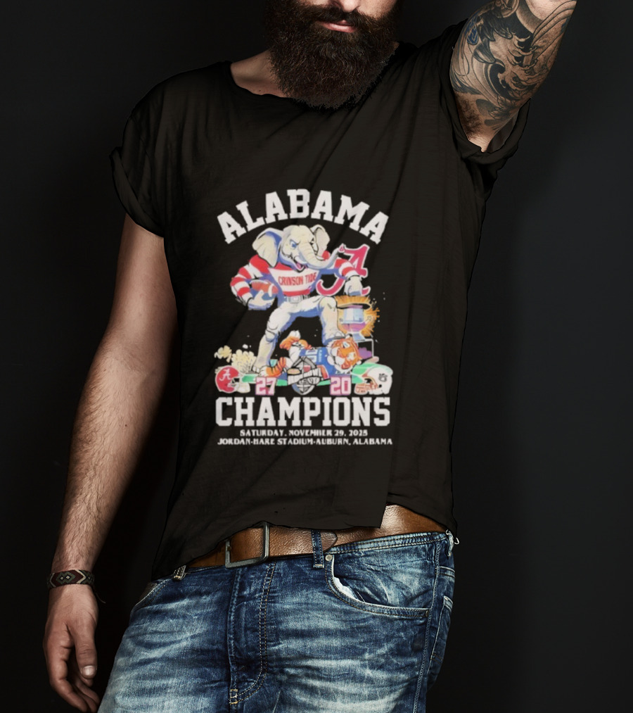 Alabama Crimson Tide Iron Bowl 2025 Champions Vs LSU Tigers 27-20 November 29 Jordan-Hare Stadium T-Shirt