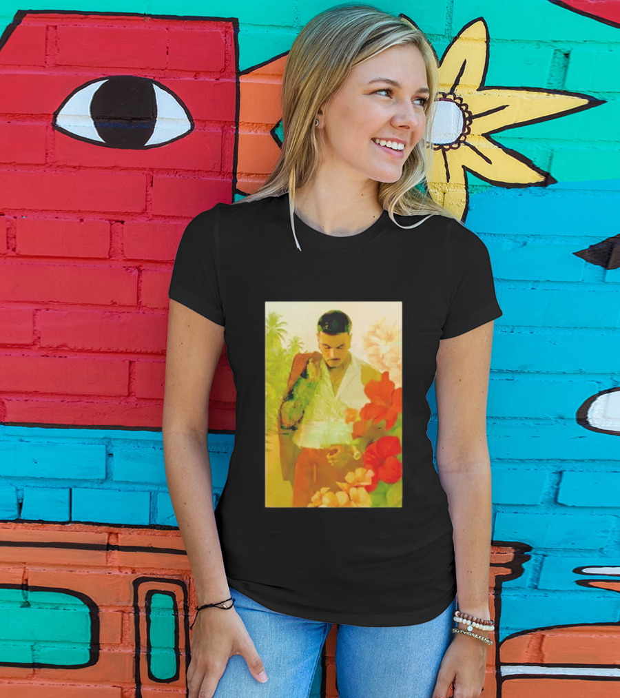 Rauw Alejandro Tropical Floral Portrait With Suit And Flowers T-Shirt