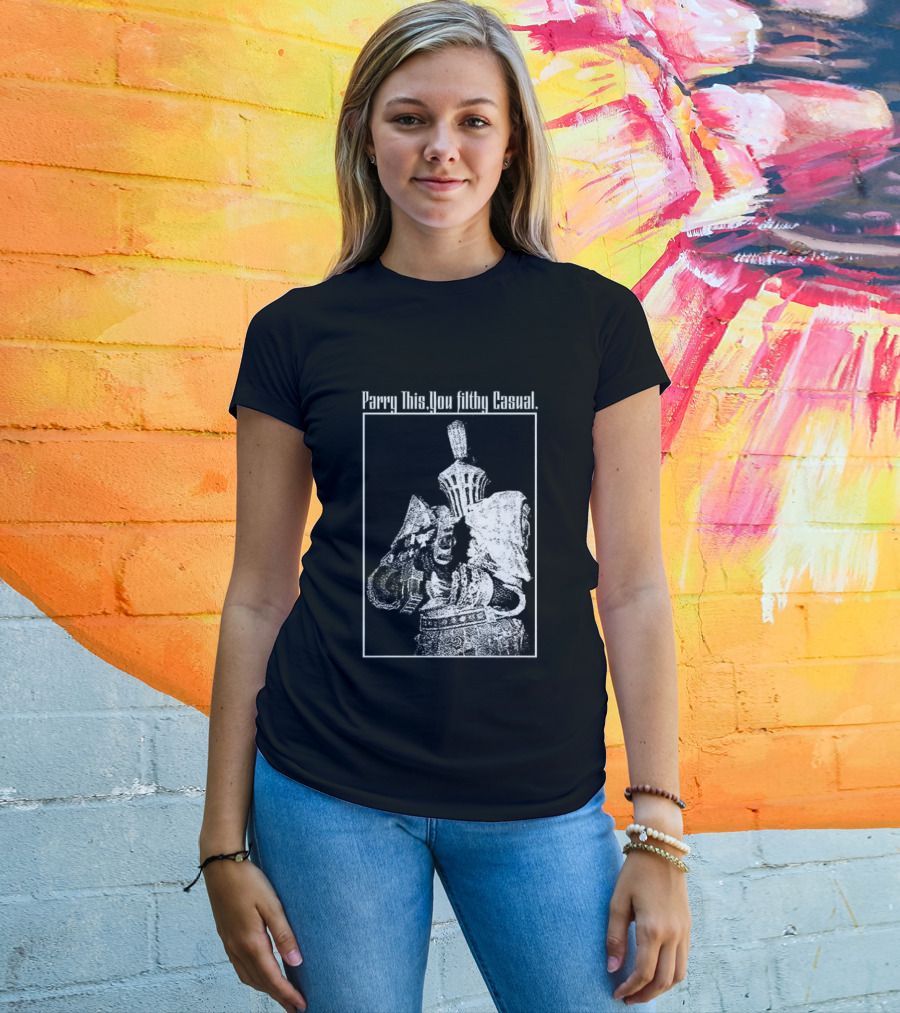 Parry This You Filthy Casual Knight With Gun Retro Style T-Shirt