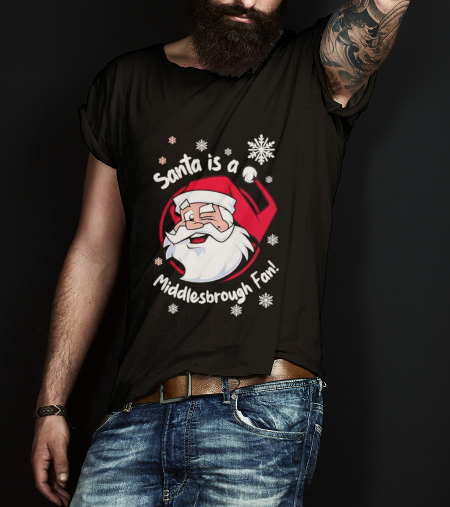 Santa Is A Middlesbrough Fan Christmas Snowflakes T-Shirt