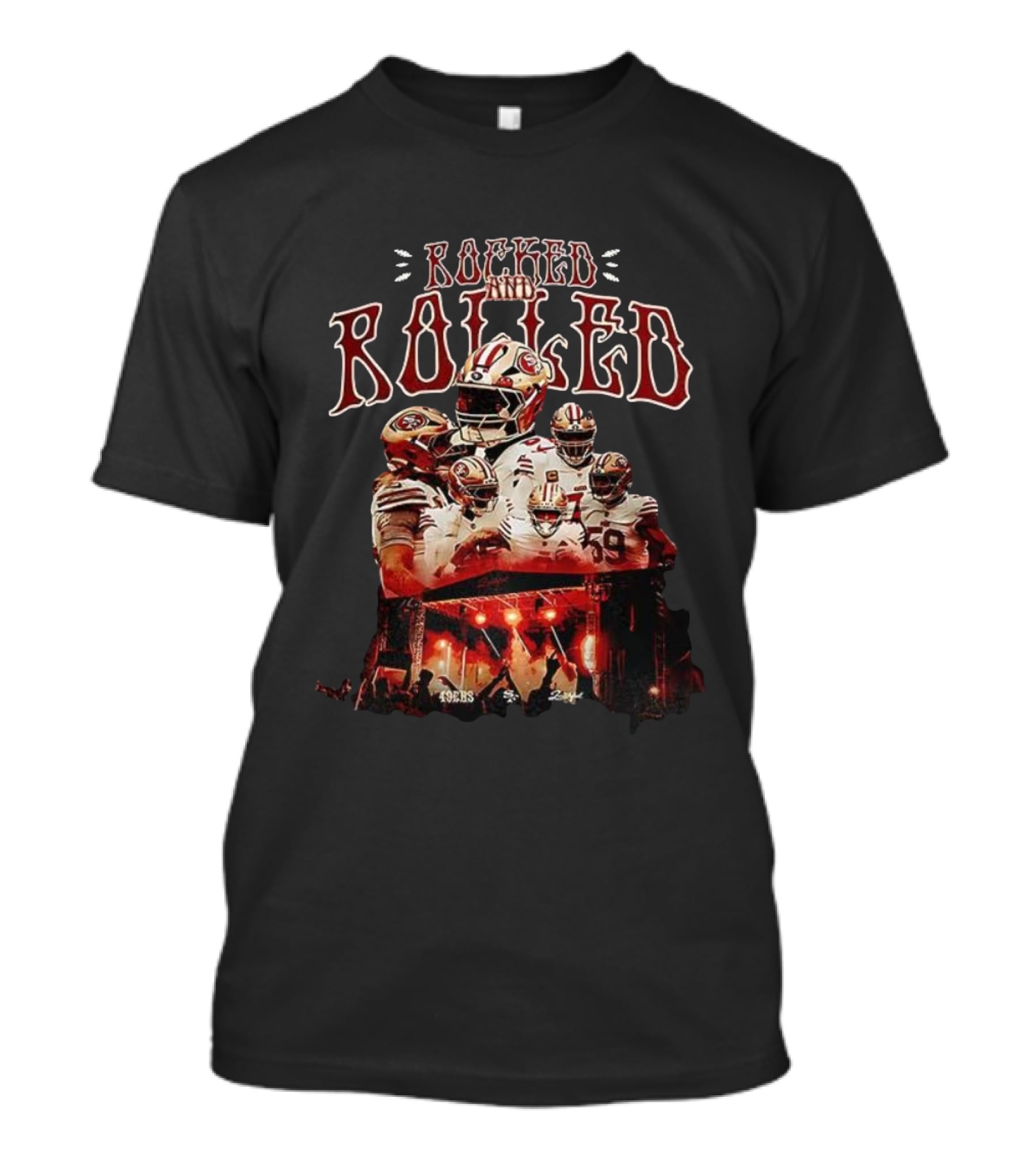 San Francisco 49ers Rocked And Rolled NFL Team Football Players T-Shirt