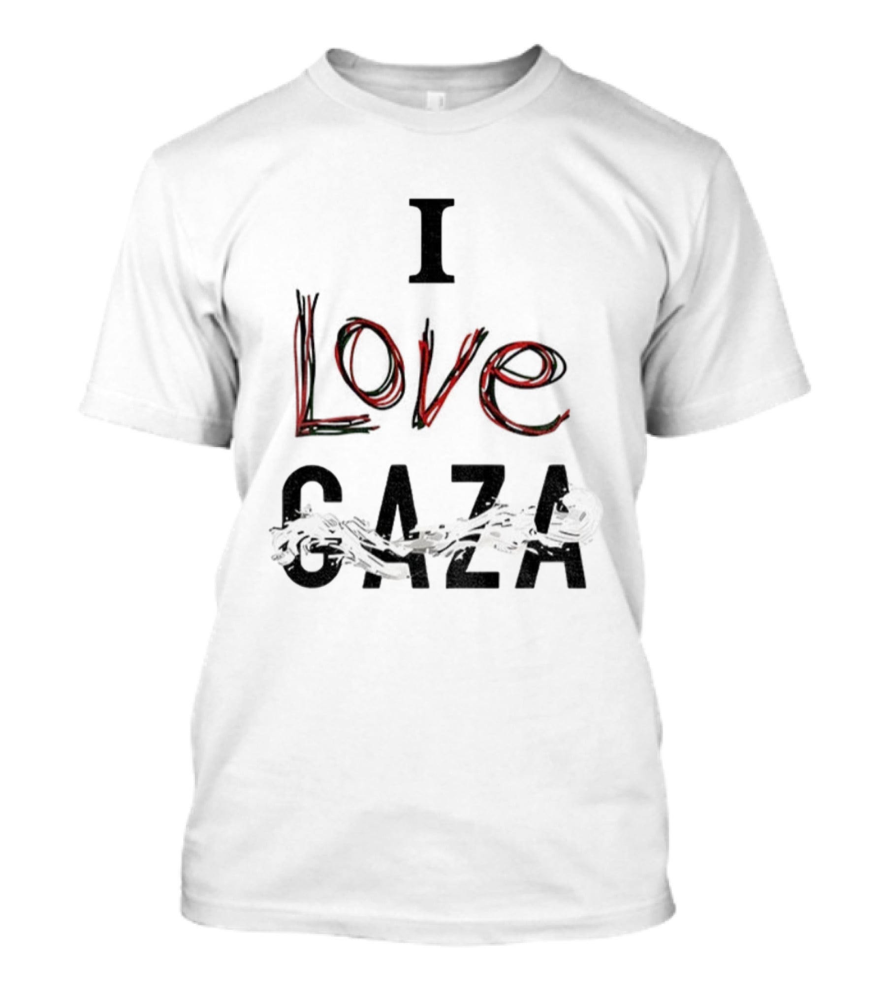 I Love Gaza Vintage Style Text T-Shirt