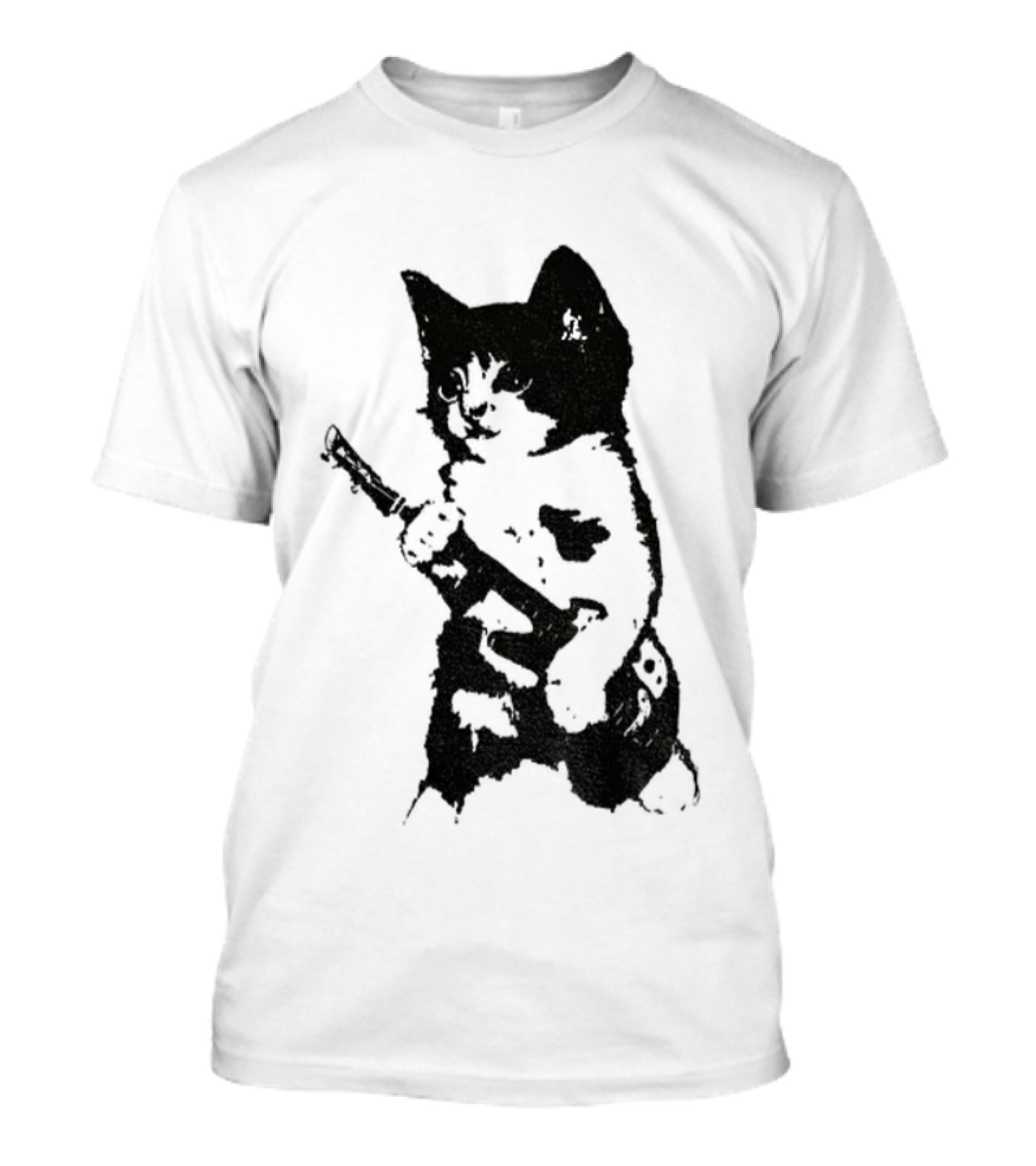 Rockstar Kitten Vintage Gun Holder Retro Style T-Shirt