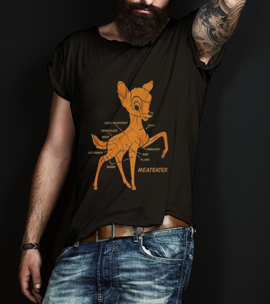 Bambi Deer Butchering Diagram Meateater T-Shirt