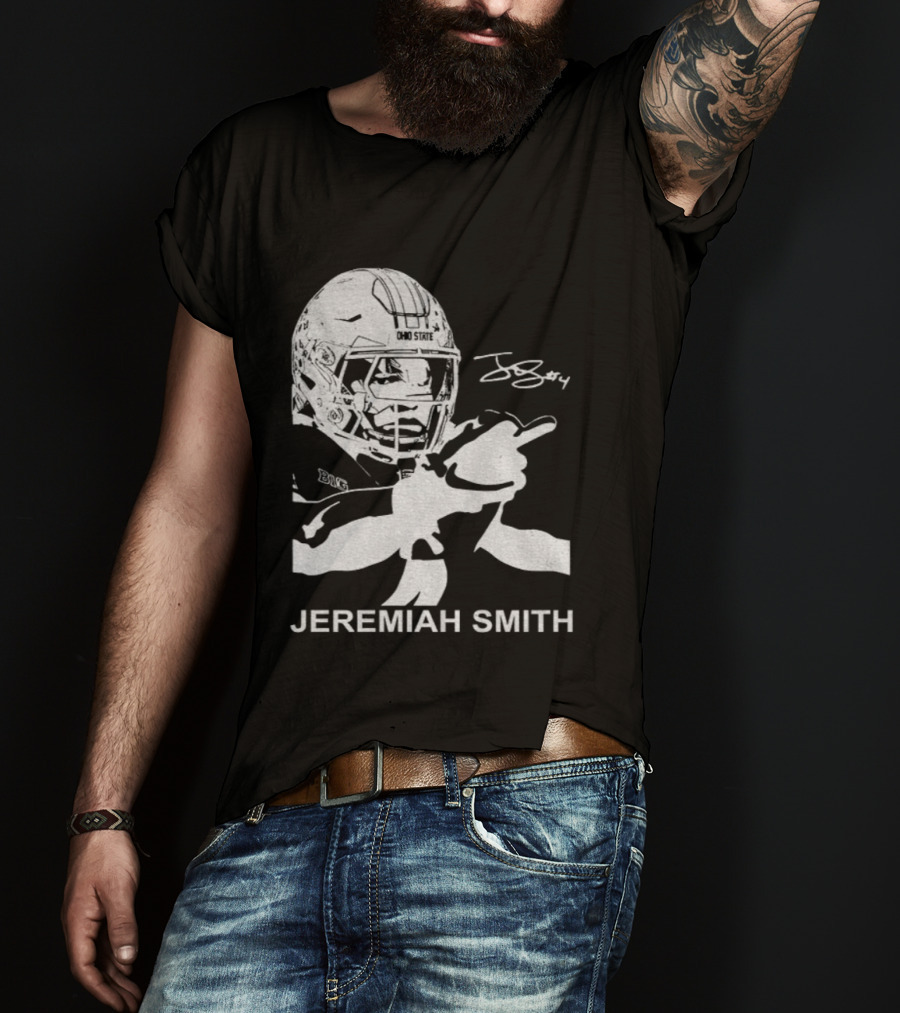 Jeremiah Smith Ohio State Buckeyes Signature Middle Finger Football Image T-Shirt