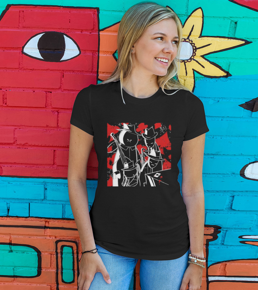 Midnight Crew Homestuck Noir Characters Poker Scene With Red Accent T-Shirt