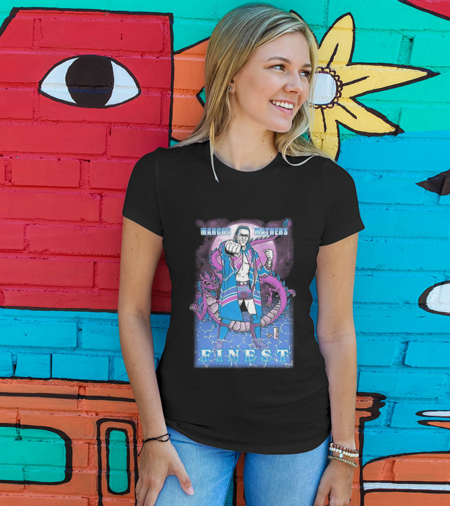 Marcus Mathers Finest Wrestler With Dragon And Purple Blue Costume T-Shirt
