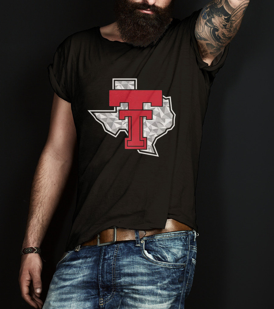 Texas Tech Red Raiders TT Emblem With Texas State Shape T-Shirt