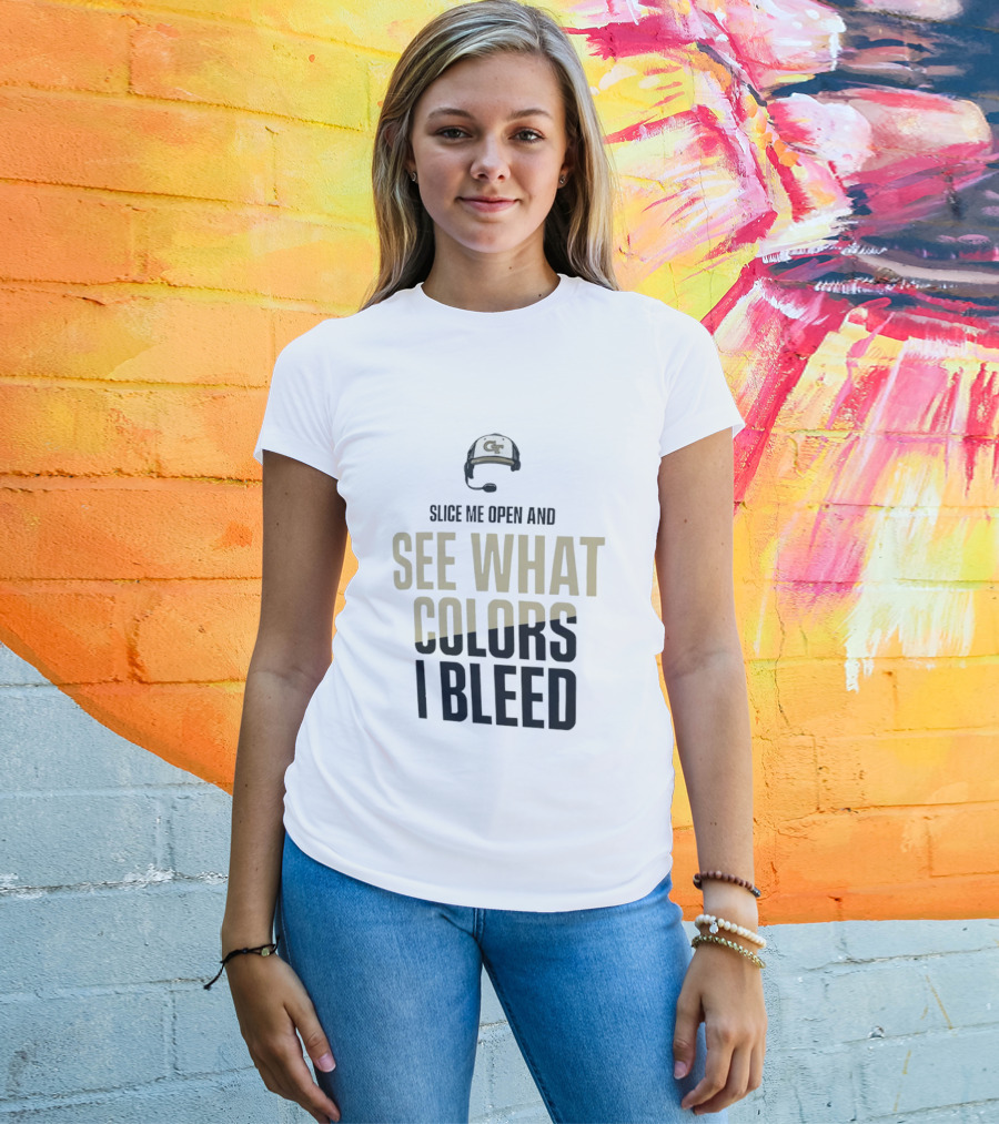 Georgia Tech Yellow Jackets Slice Me Open And See What Colors I Bleed T-Shirt