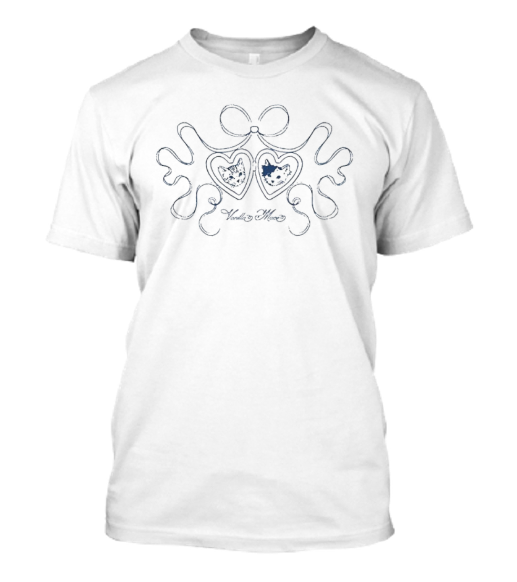 Vanilla Mace Cats Heart Bow Design T-Shirt