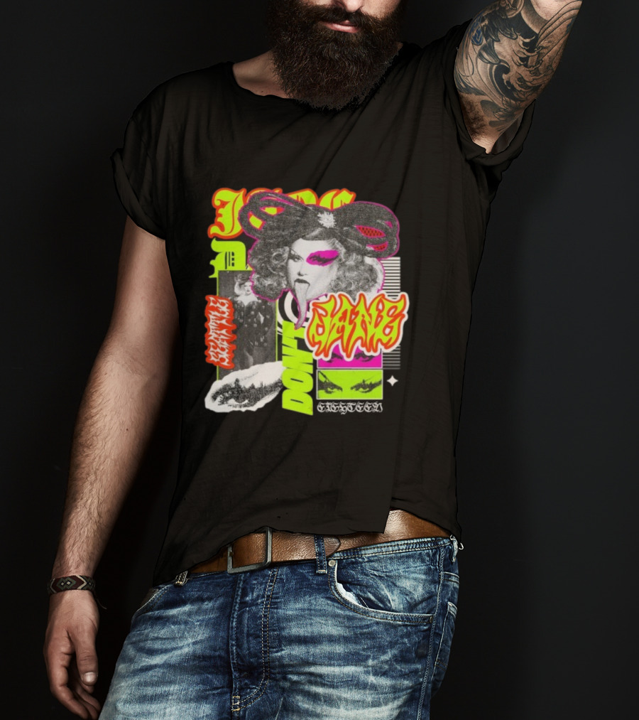 Jane Don't Glam Punk Retro Vibe Colorful Collage T-Shirt