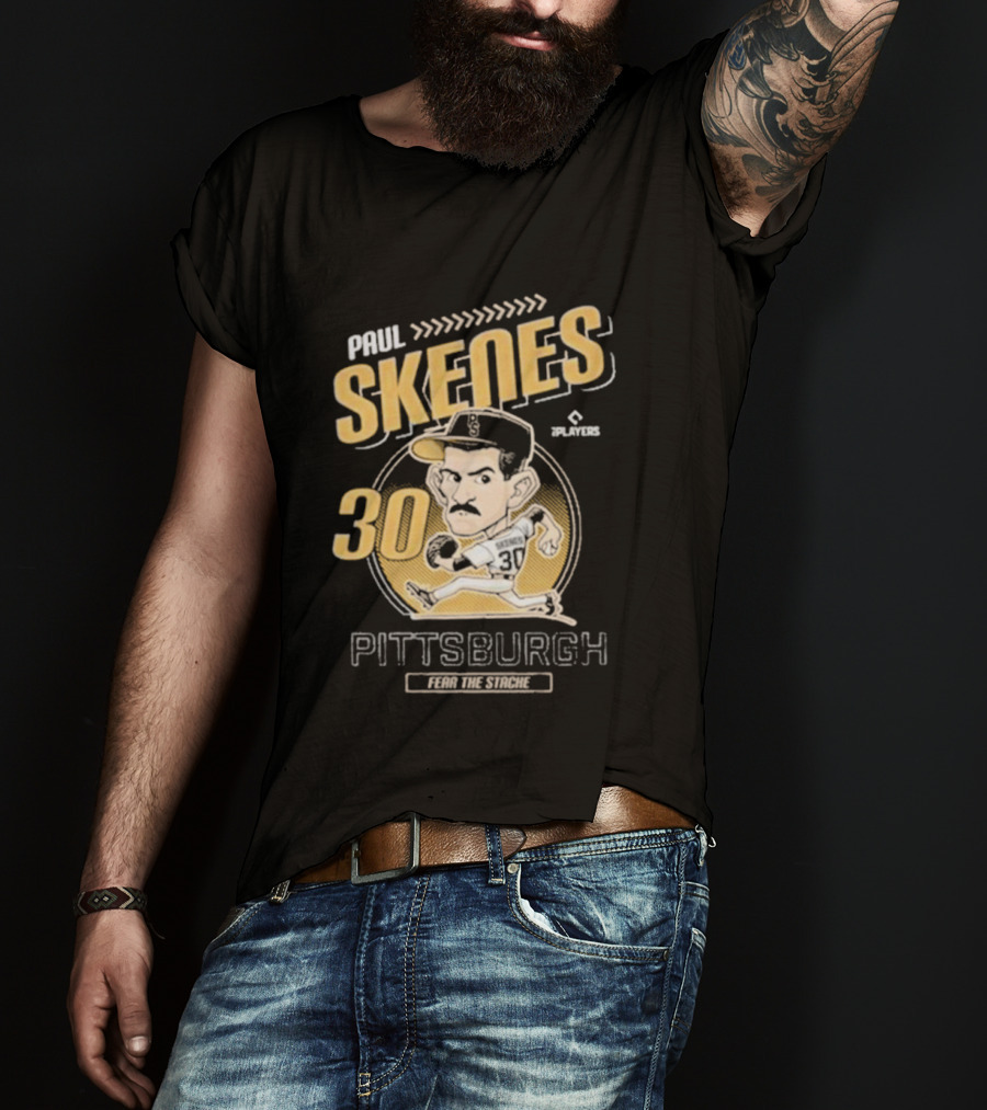 Paul Skenes Fear The Stache Pittsburgh 30 Caricature T-Shirt