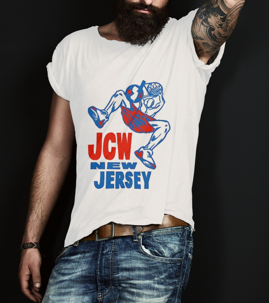 JCW New Jersey Basketball Dunking Figure Iconic Sports Style T-Shirt