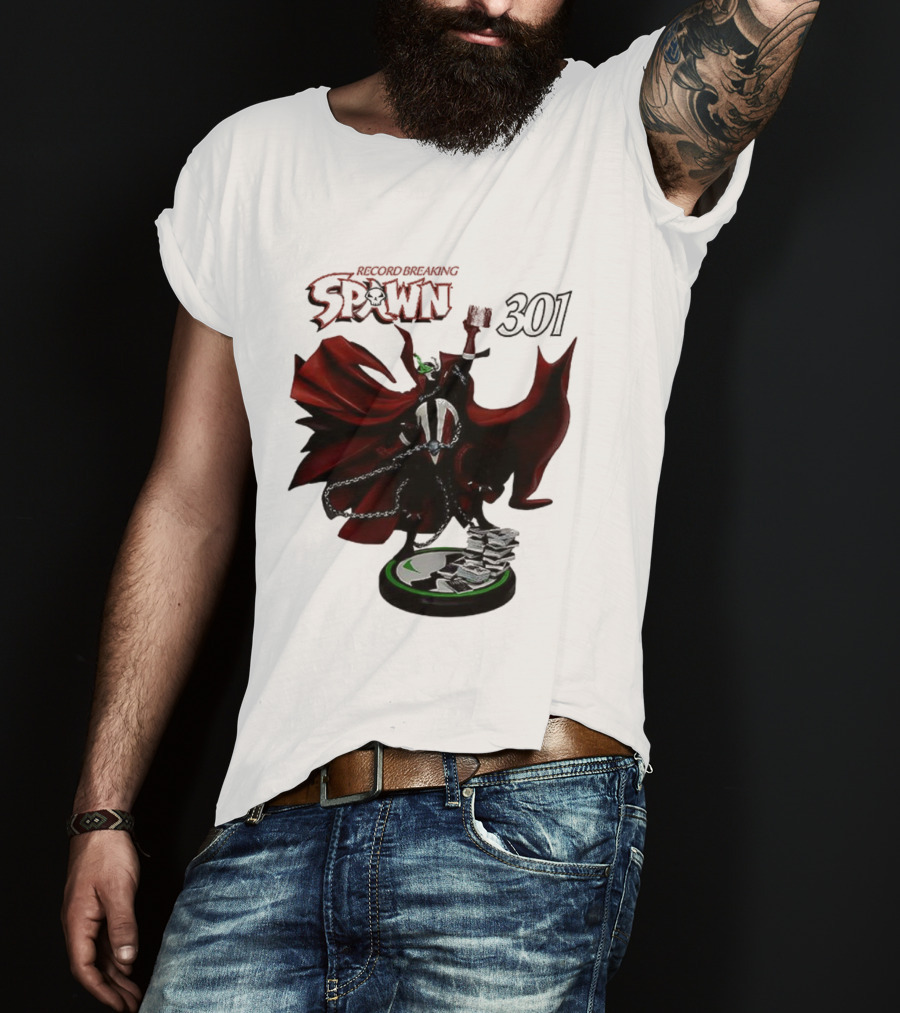 Record Breaking Spawn 301 Comic Iconic Red Cape Hero T-Shirt