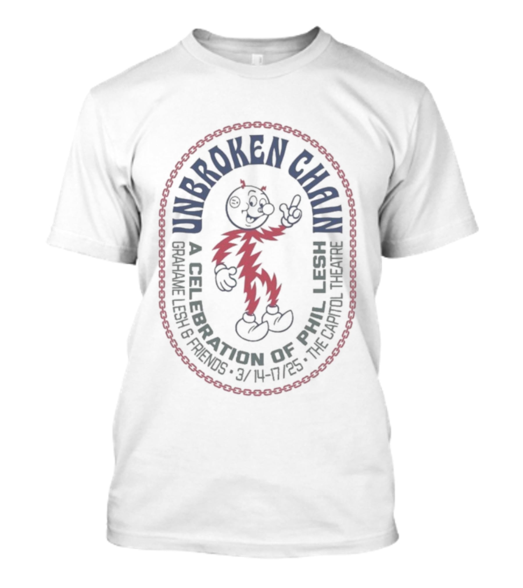 Unbroken Chain Reddy Kilowatt Phil Lesh A Celebration Saenger Theatre New Orleans Mardi Gras T-Shirt