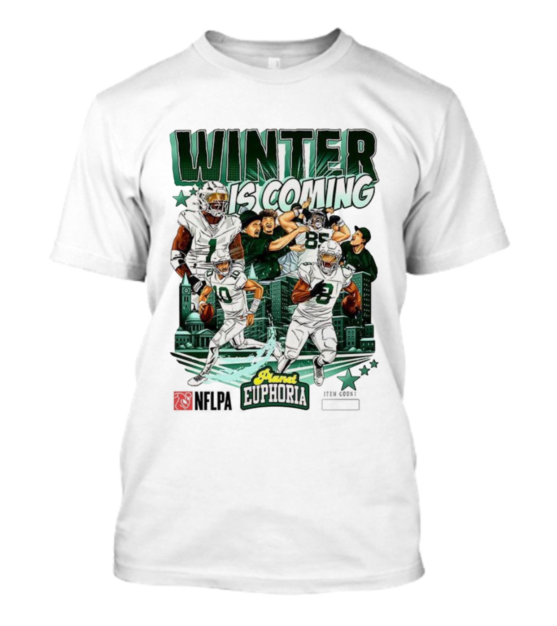 Philadelphia Eagles Winter Is Coming Player Euphoria City Skyline T-Shirt