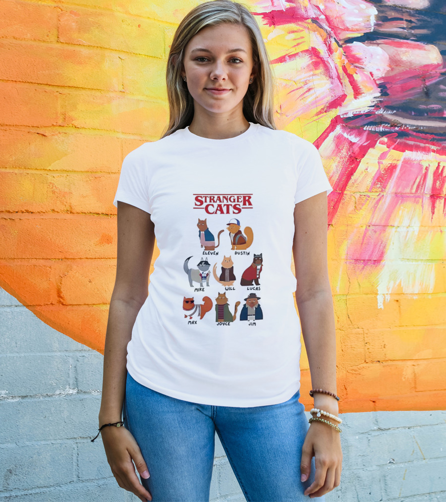 Stranger Cats Eleven Dustin Mike Will Lucas Max Joyce Jim T-Shirt