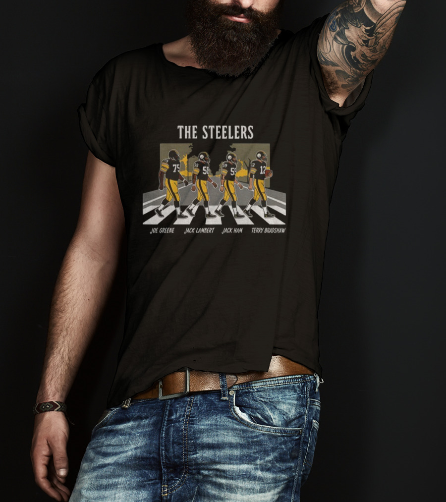 The Steelers Joe Greene Jack Lambert Jack Ham Terry Bradshaw Abbey Road Football T-Shirt