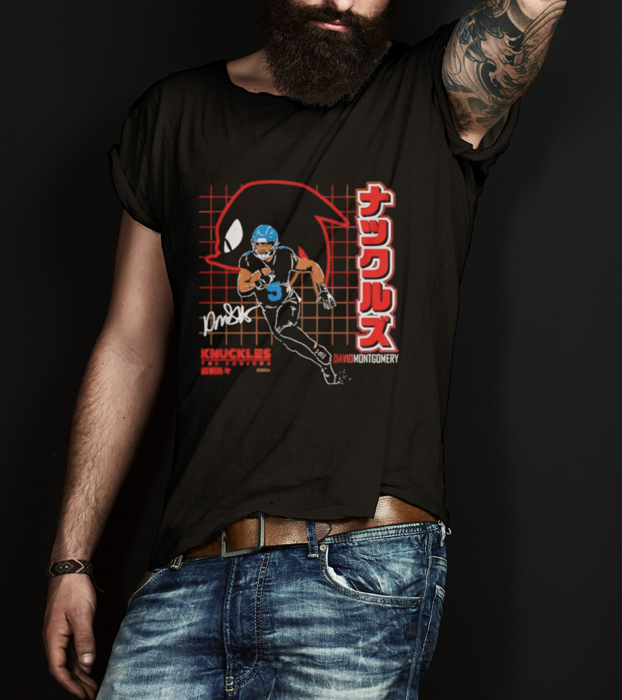 David Montgomery Knuckles The Echidna Grid Style Running Back T-Shirt