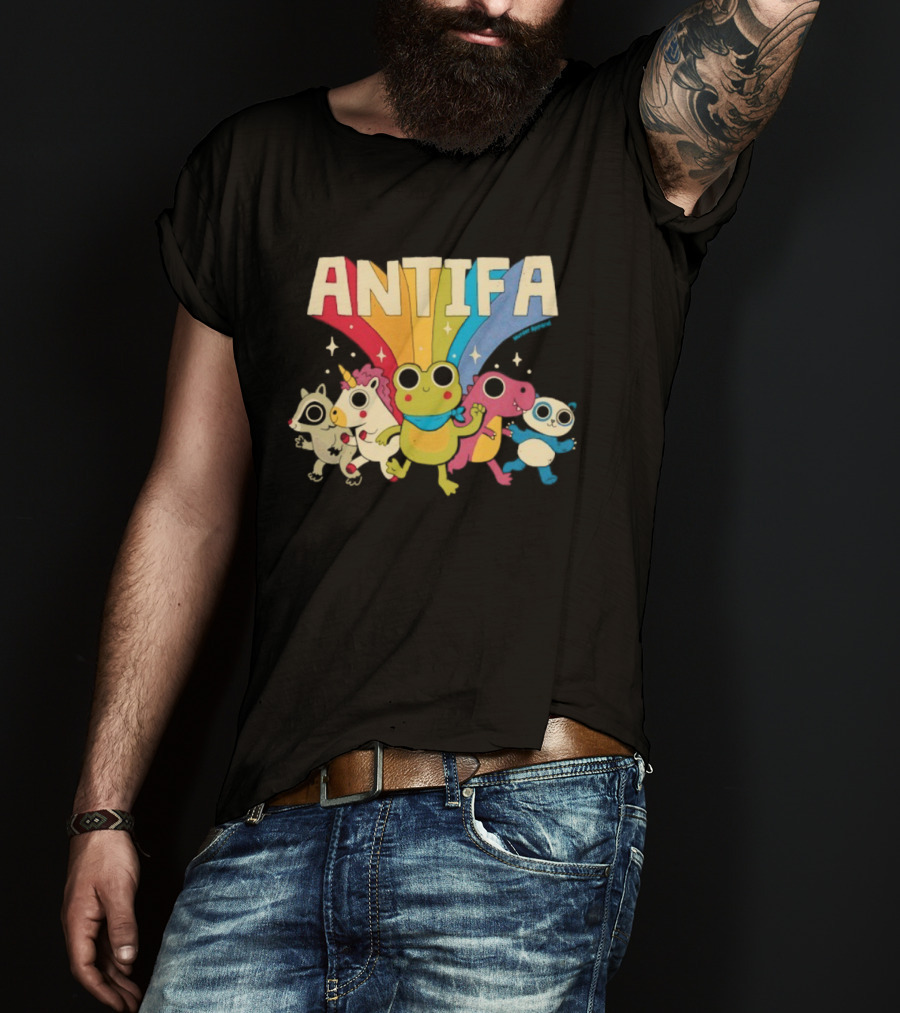 Antifa Frog Unicorn Panda Cute Animal Friends Rainbow T-Shirt