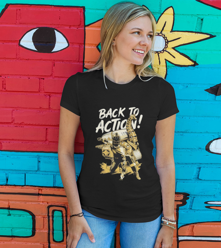 Back To Action Power Rangers Dino Thunder Black Ranger With Brachiozord T-Shirt