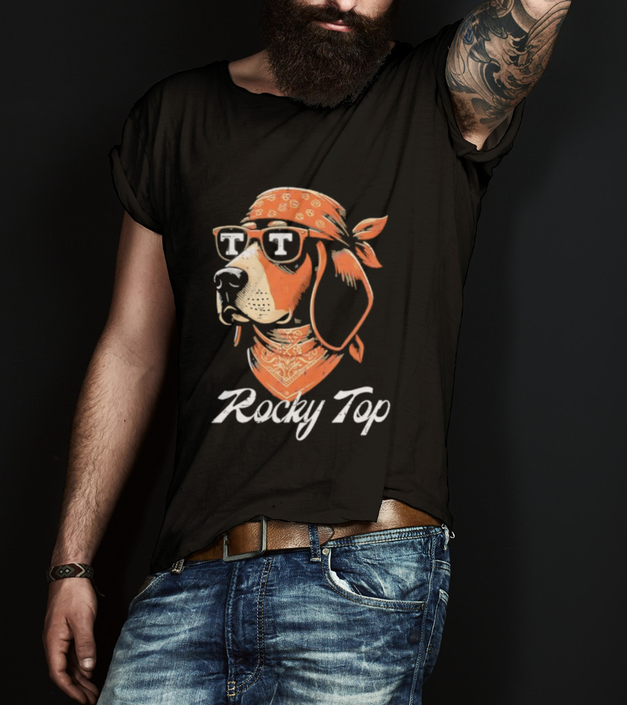 Rocky Top Vols Dog Wearing Sunglasses Tennessee Football T-Shirt