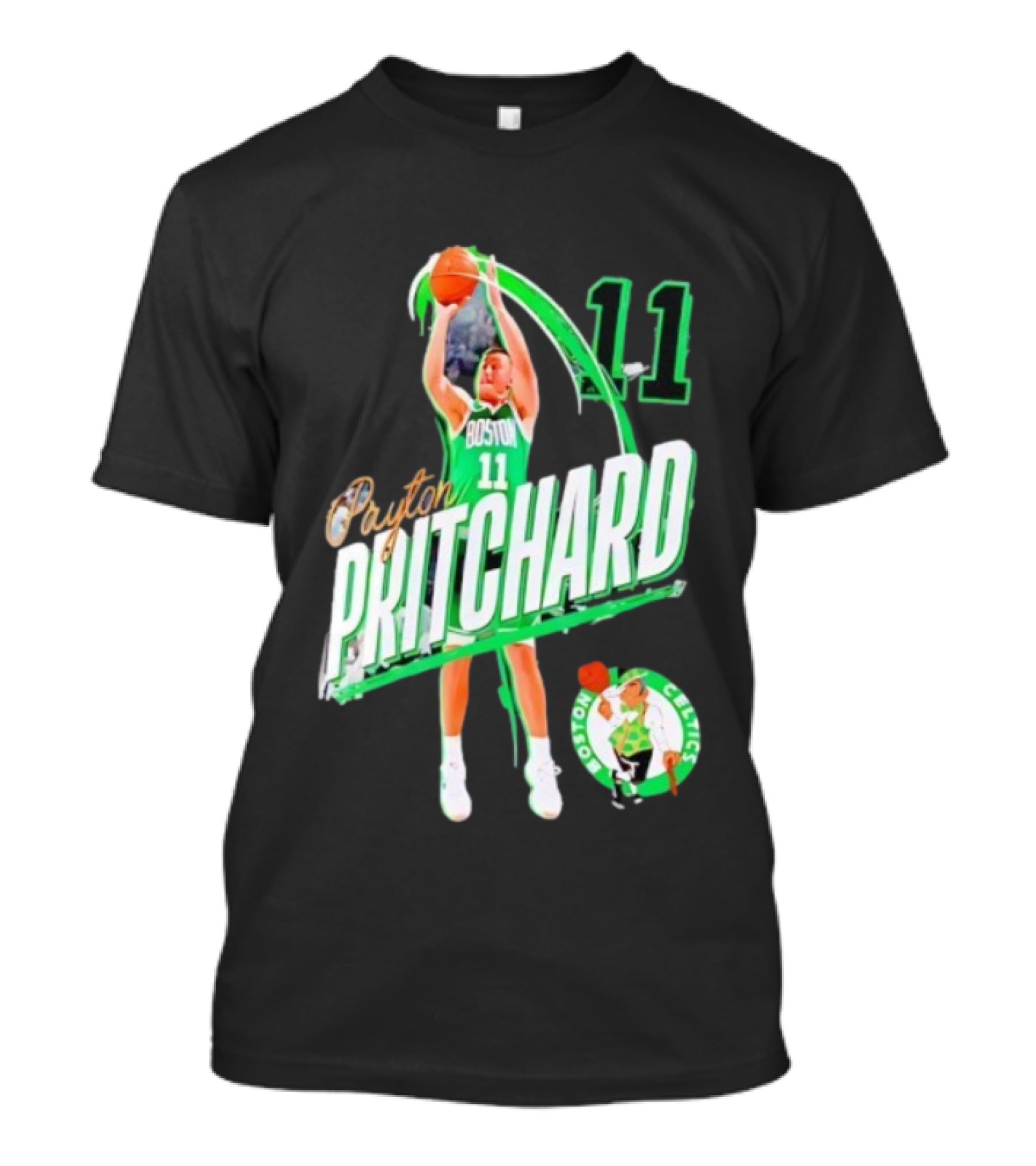 Boston Celtics Payton Pritchard 11 Basketball Player Action T-Shirt