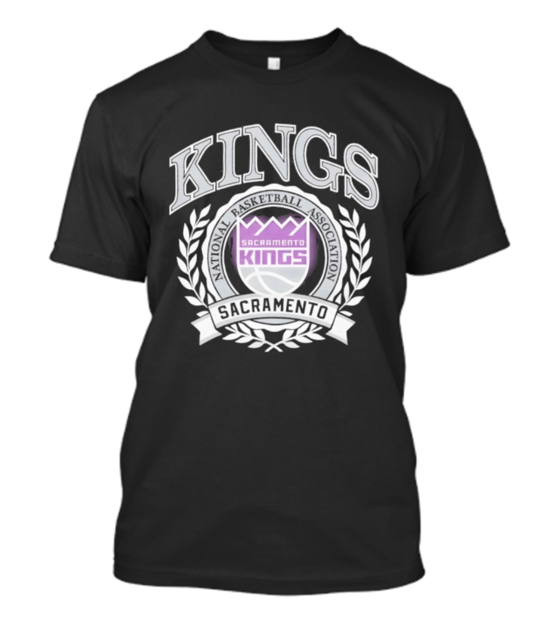 Sacramento Kings NBA Team Logo Laurel Wreath Emblem T-Shirt