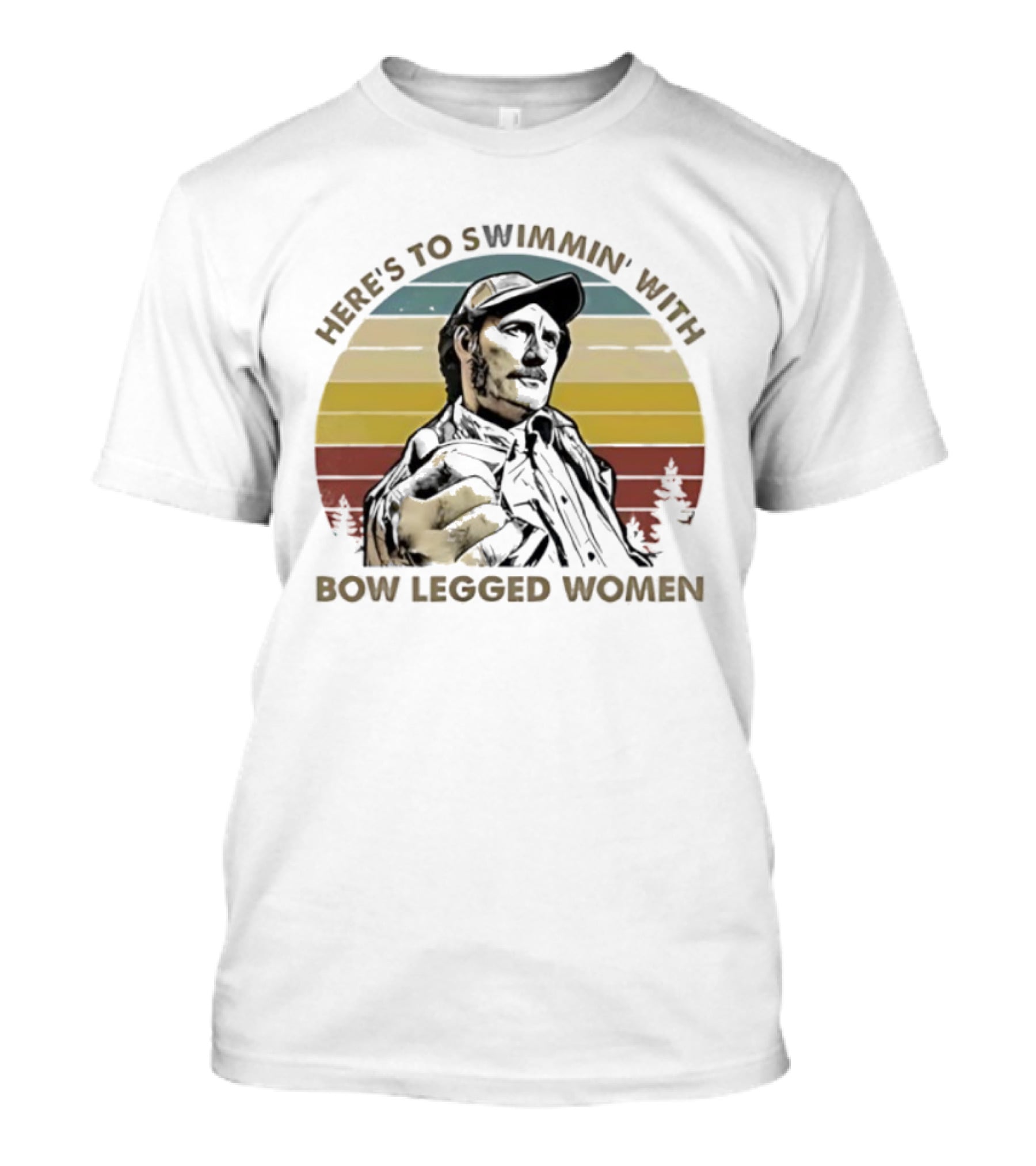 Quint Here’s To Swimmin’ With Bow Legged Women Retro Vintage Jaws T-Shirt