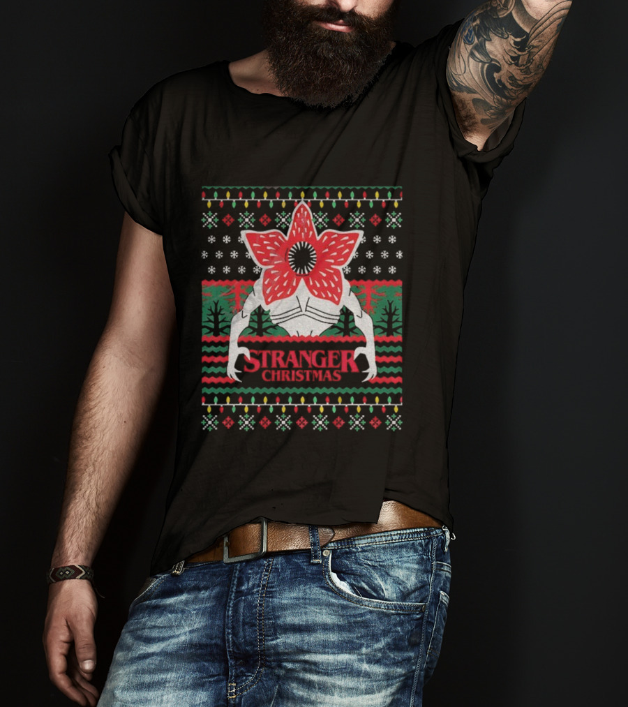 Stranger Things Demogorgon Upside Down Christmas Sweater Style T-Shirt