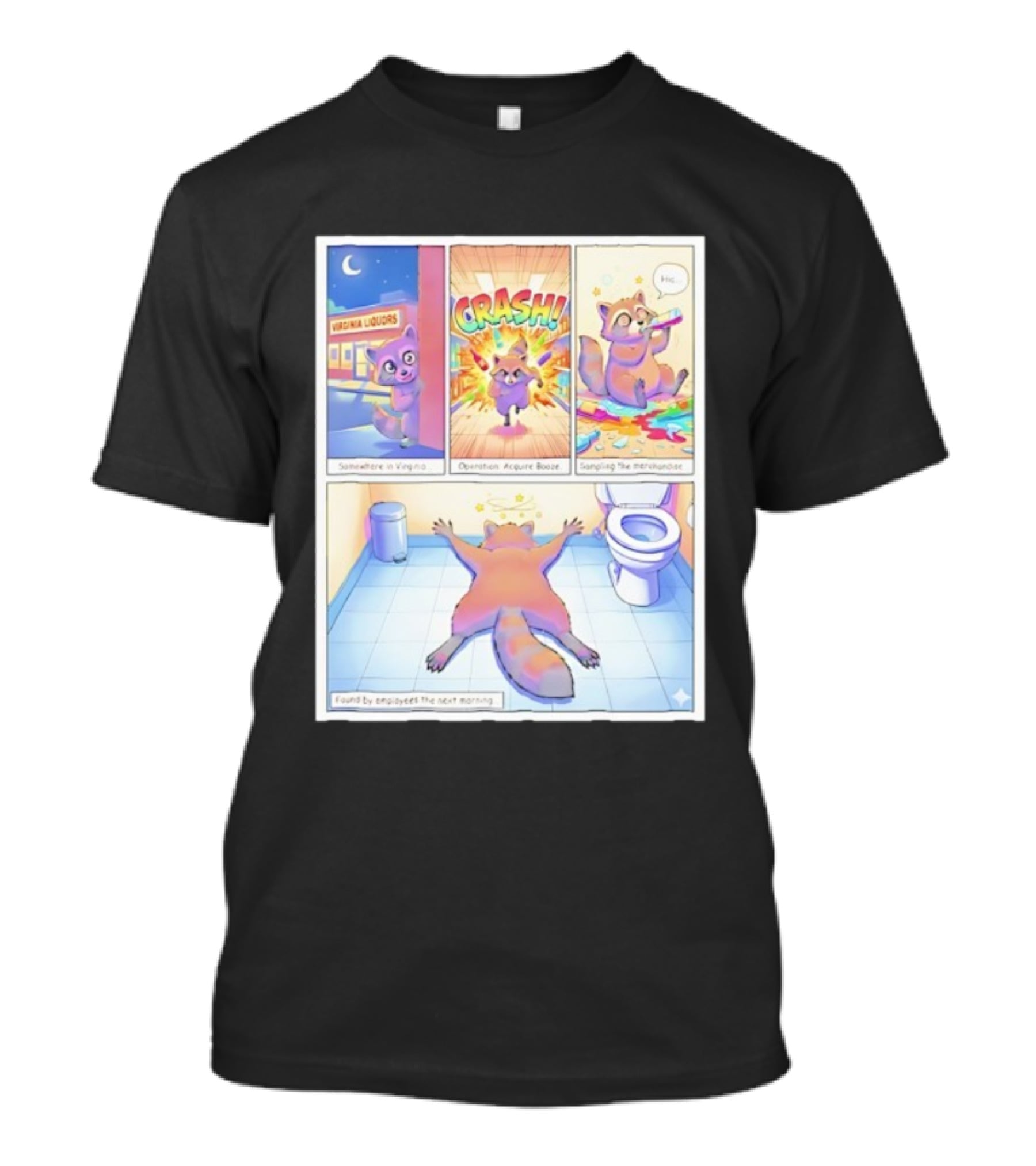 Drunk Raccoon Virginia Liquors Crash Operation Acquire Booze Sampling Merchandise T-Shirt